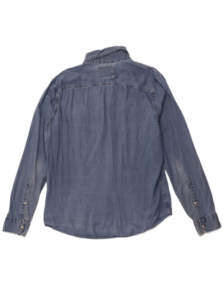 Camicia di jeans da uomo HOLLISTER in cotone blu medio