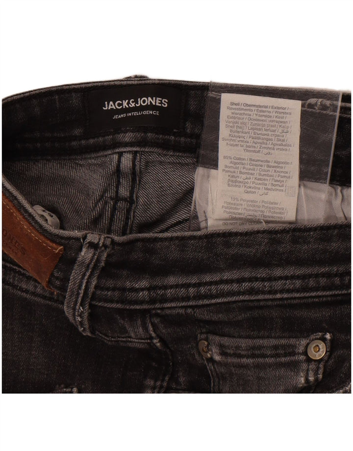 Pantaloncini di jeans invecchiati da uomo Jack & Jones piccoli W30 cotone grigio