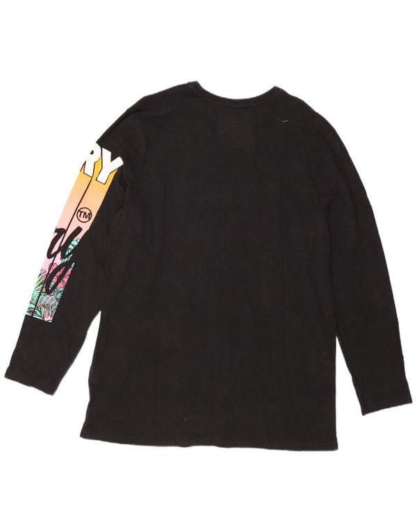 Top grafico da donna a maniche lunghe Superdry UK 18 XL cotone nero