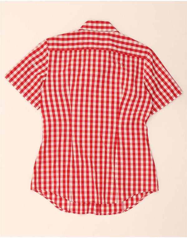 Camicia a maniche corte da donna BENETTON UK 14 medio rosso a quadri