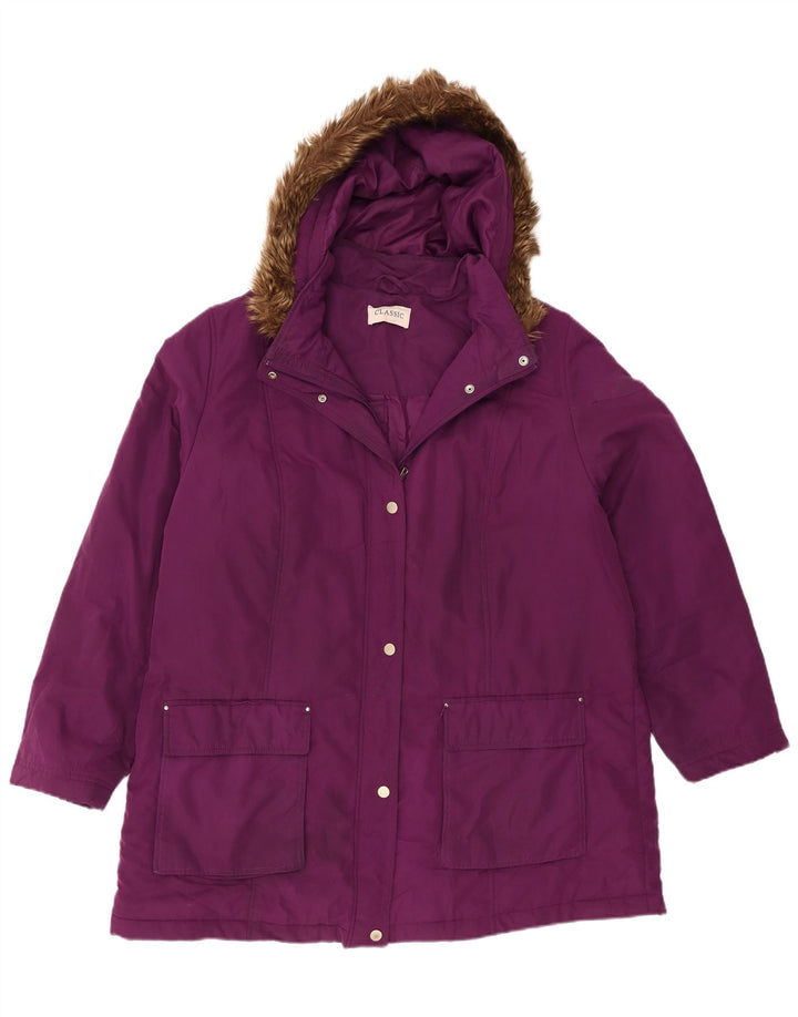 Giacca Parka con cappuccio da donna Marks & Spencer UK 20 2XL Poliestere viola