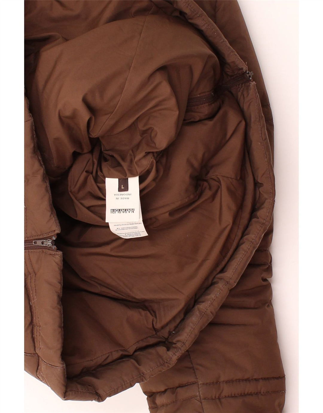 NAPAPIJRI Womens Hooded Padded Jacket UK 14 Large Brown Polyester Vintage Napapijri and Second-Hand Napapijri from Messina Hembry 
