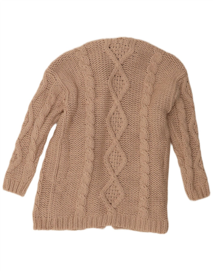 Maglione cardigan aperto oversize da donna Zara UK 10 piccolo poliestere beige