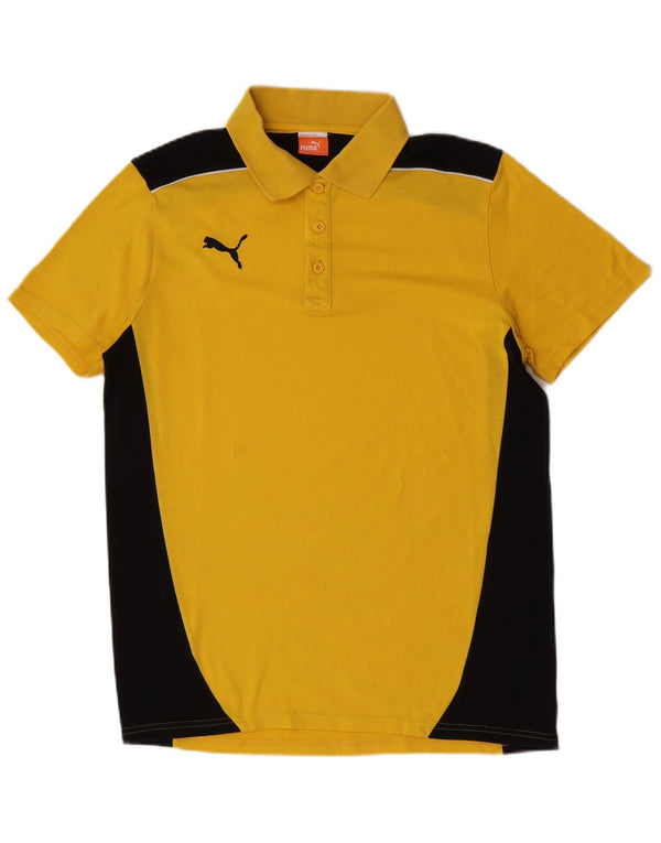 Puma Mens Polo Shirt Large Yellow Colourblock Polyester