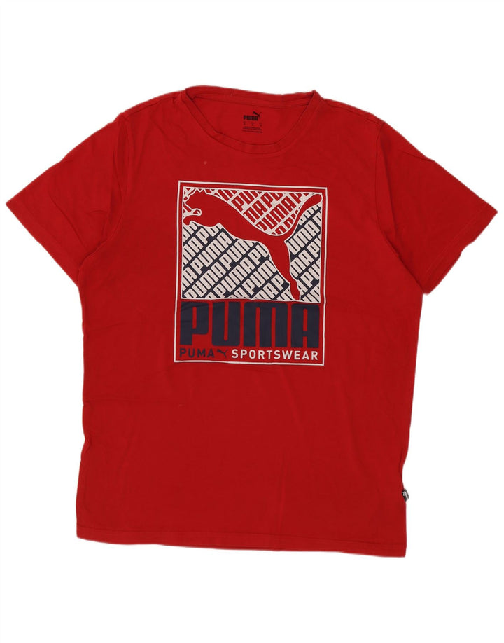 T-shirt grafica da uomo Puma Top in cotone rosso medio