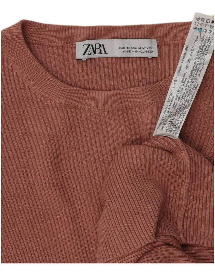 Top Zara da donna a maniche lunghe UK 12 in viscosa rosa medio