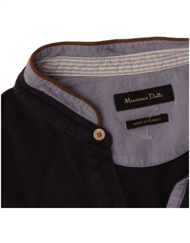 Polo da uomo Massimo Dutti in cotone color block medio blu navy