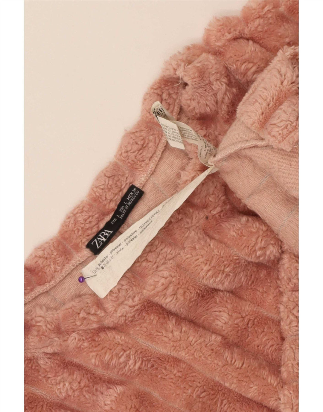 Felpa corta oversize da donna Zara, maglione UK 16, grande, rosa, poliestere