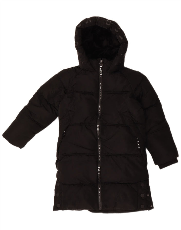 Cappotto imbottito con cappuccio grafico per ragazze Ted Baker 7-8 anni in poliestere nero