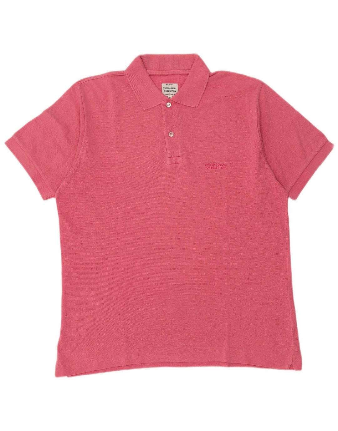Polo Uomo Benetton Small Rosa In Cotone
