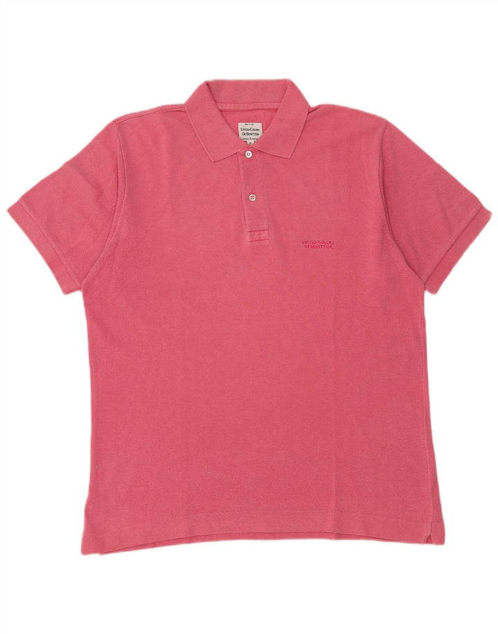 Polo Uomo Benetton Small Rosa In Cotone