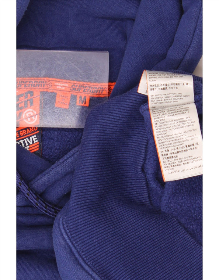 Maglione con cappuccio da uomo SUPERDRY in cotone blu medio