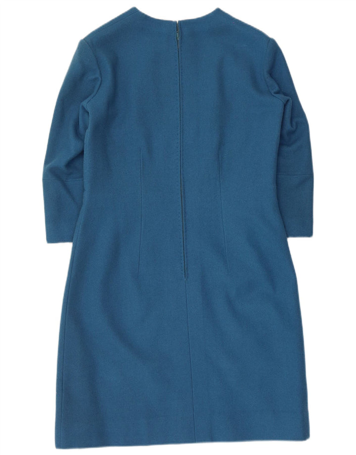 Abito tubino manica 3/4 da donna VINTAGE UK 12 Blu medio