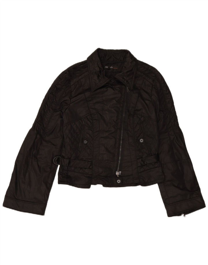 Giacca da motociclista trapuntata da donna MARC CAIN UK 12 media nera