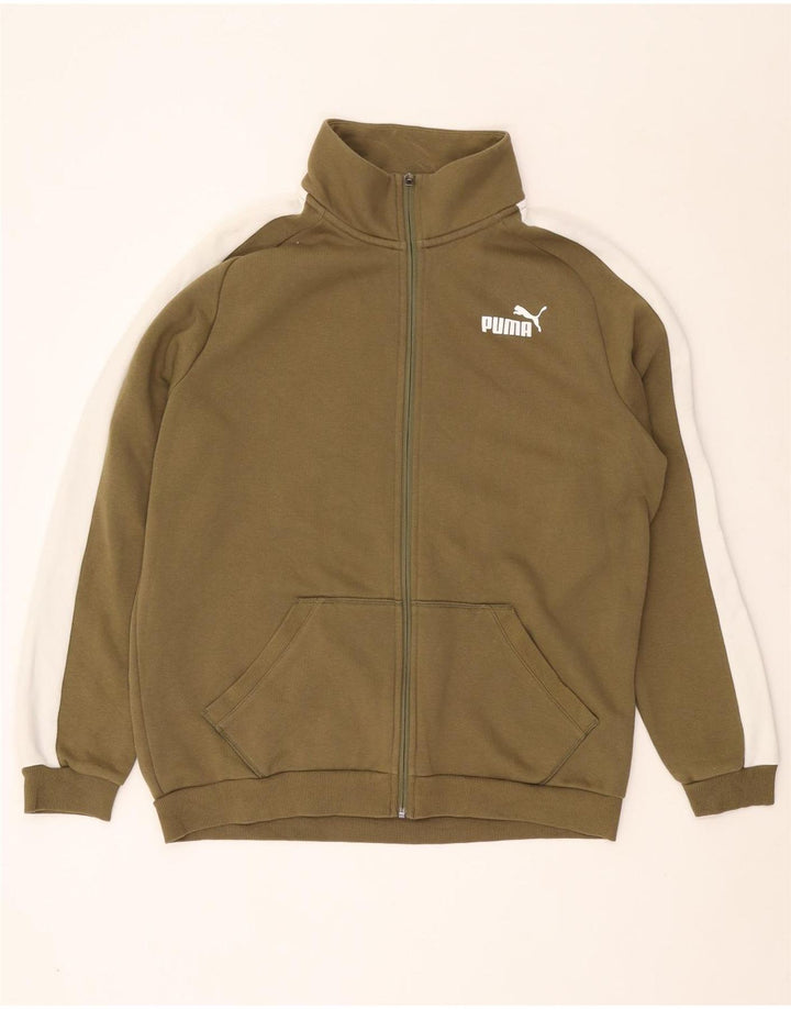 Giacca da ginnastica da uomo PUMA grande in cotone color block kaki