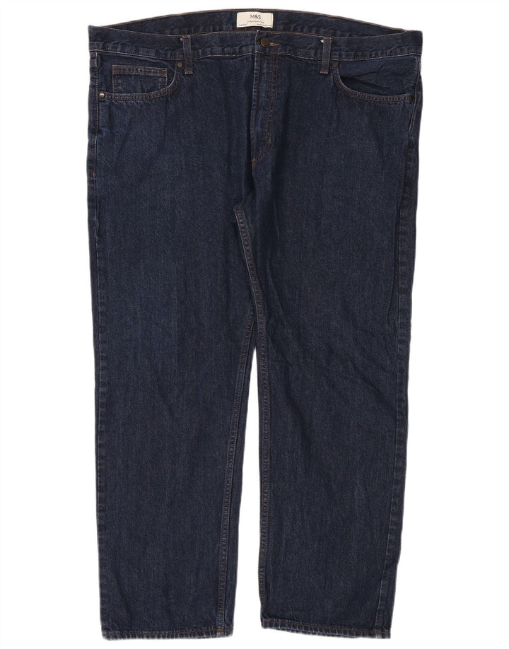 Jeans dritti da uomo Marks & Spencer W44 L31 cotone blu navy