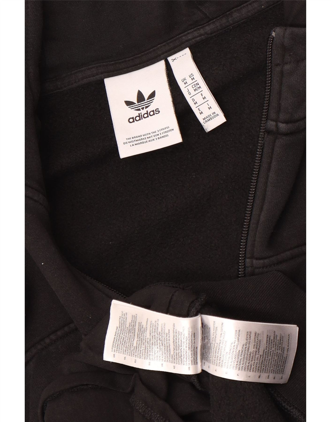 Maglione con cappuccio e zip Adidas da uomo in cotone nero medio