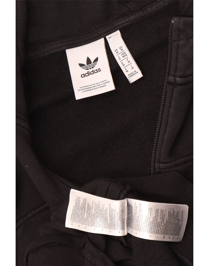 Maglione con cappuccio e zip Adidas da uomo in cotone nero medio