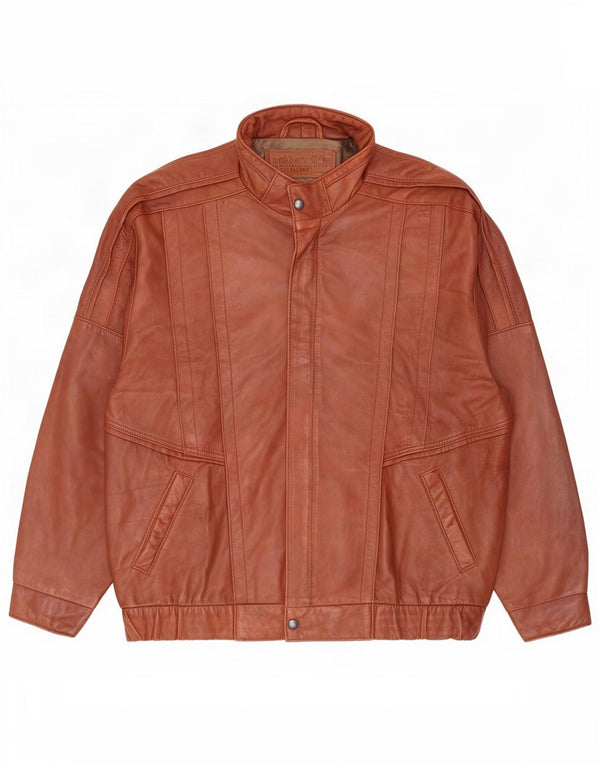 Giacca in pelle vintage da uomo IT 50 grande marrone