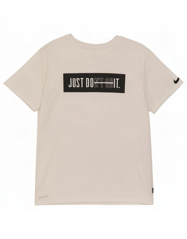 T-shirt grafica Nike da uomo con taglio atletico, top in poliestere bianco medio