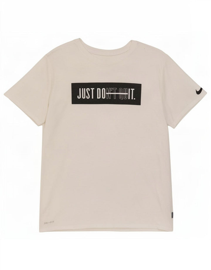 T-shirt grafica Nike da uomo con taglio atletico, top in poliestere bianco medio