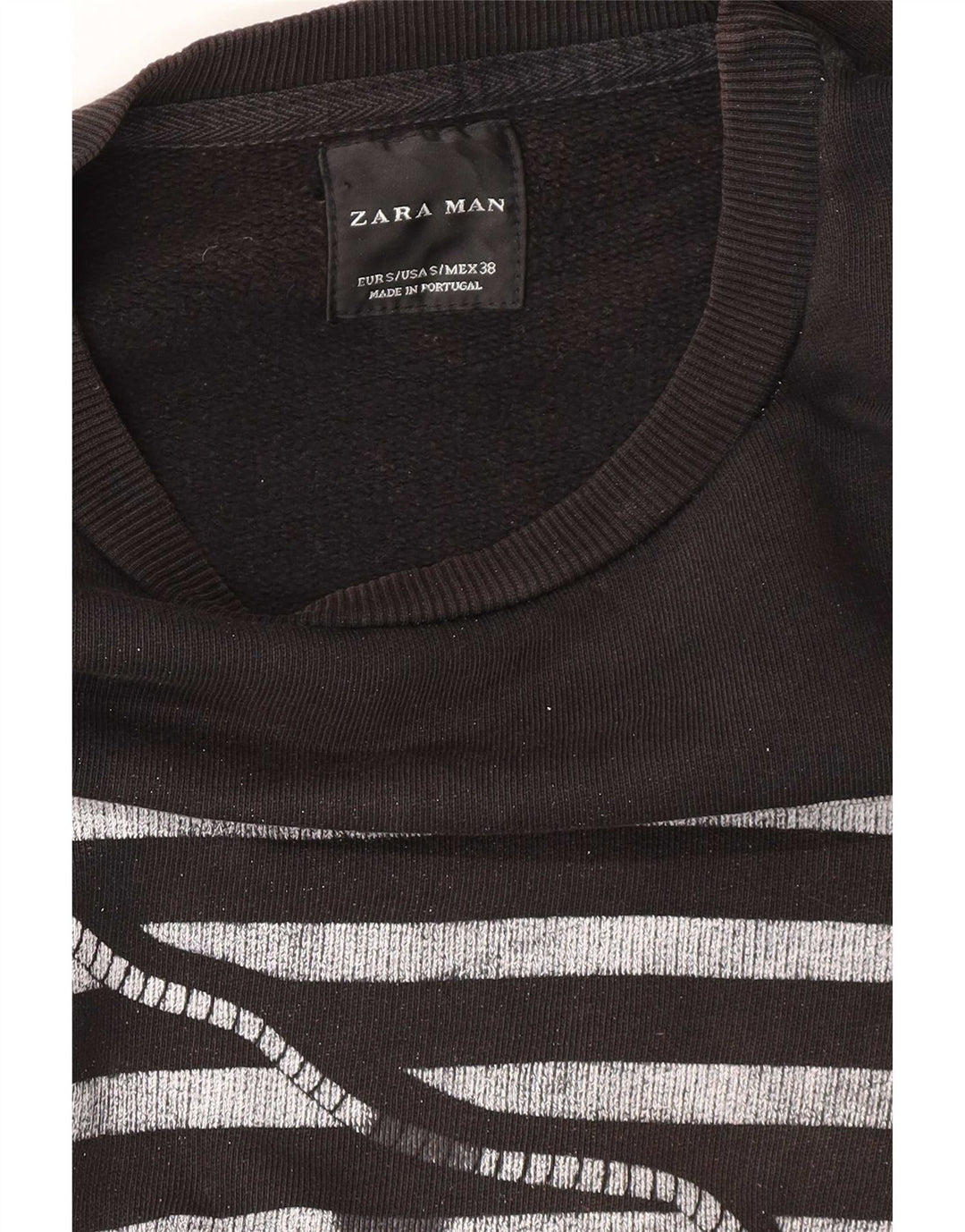 Felpa grafica da uomo Zara Maglione piccolo nero