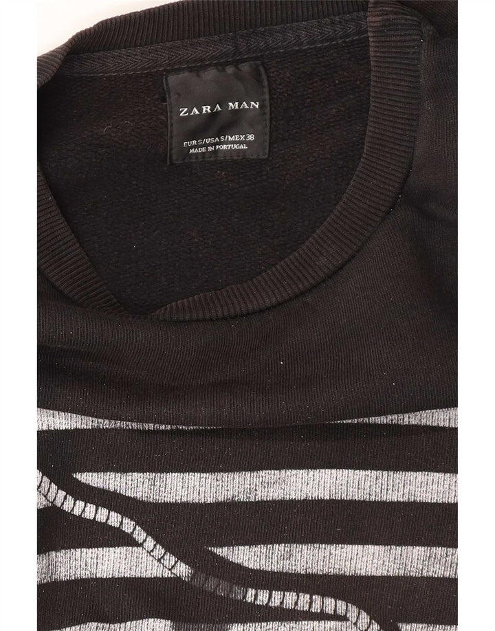 Felpa grafica da uomo Zara Maglione piccolo nero