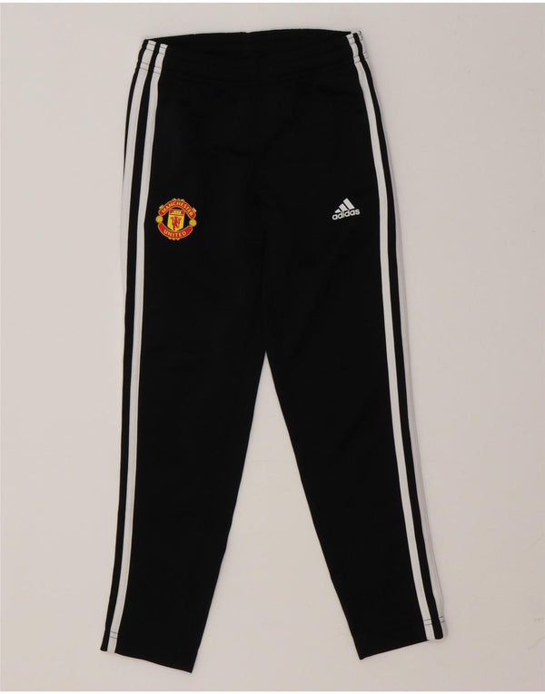 Pantaloni della tuta da ragazzo Adidas Manchester United 7-8 anni in poliestere nero