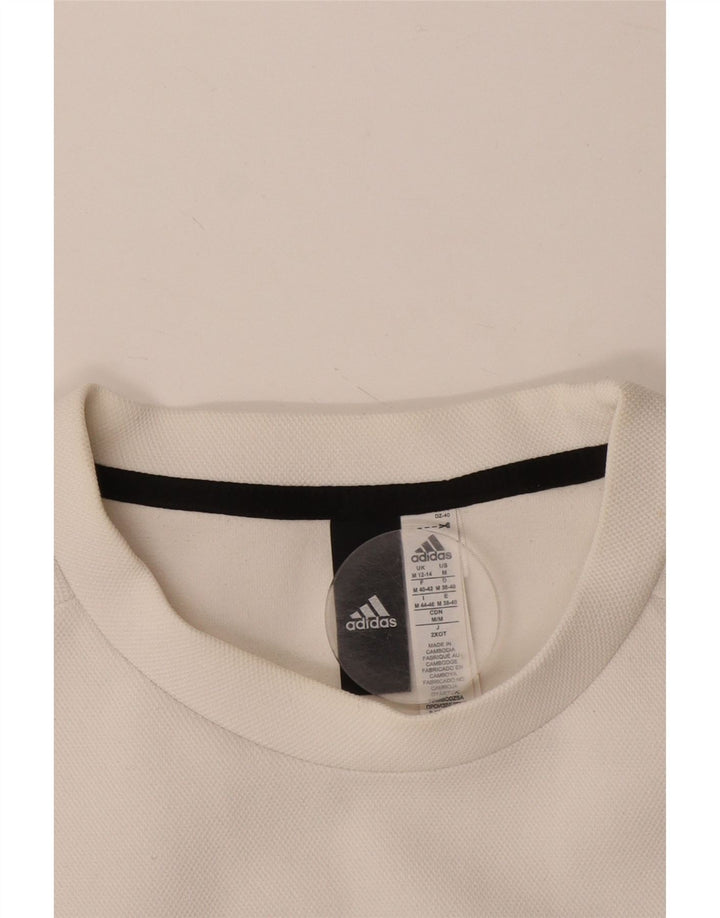 Felpa grafica da donna Adidas Jumper UK 12/14 Cotone bianco medio