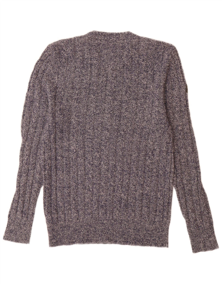 Maglione maglione girocollo da uomo Superdry grande lana d'agnello screziata blu navy