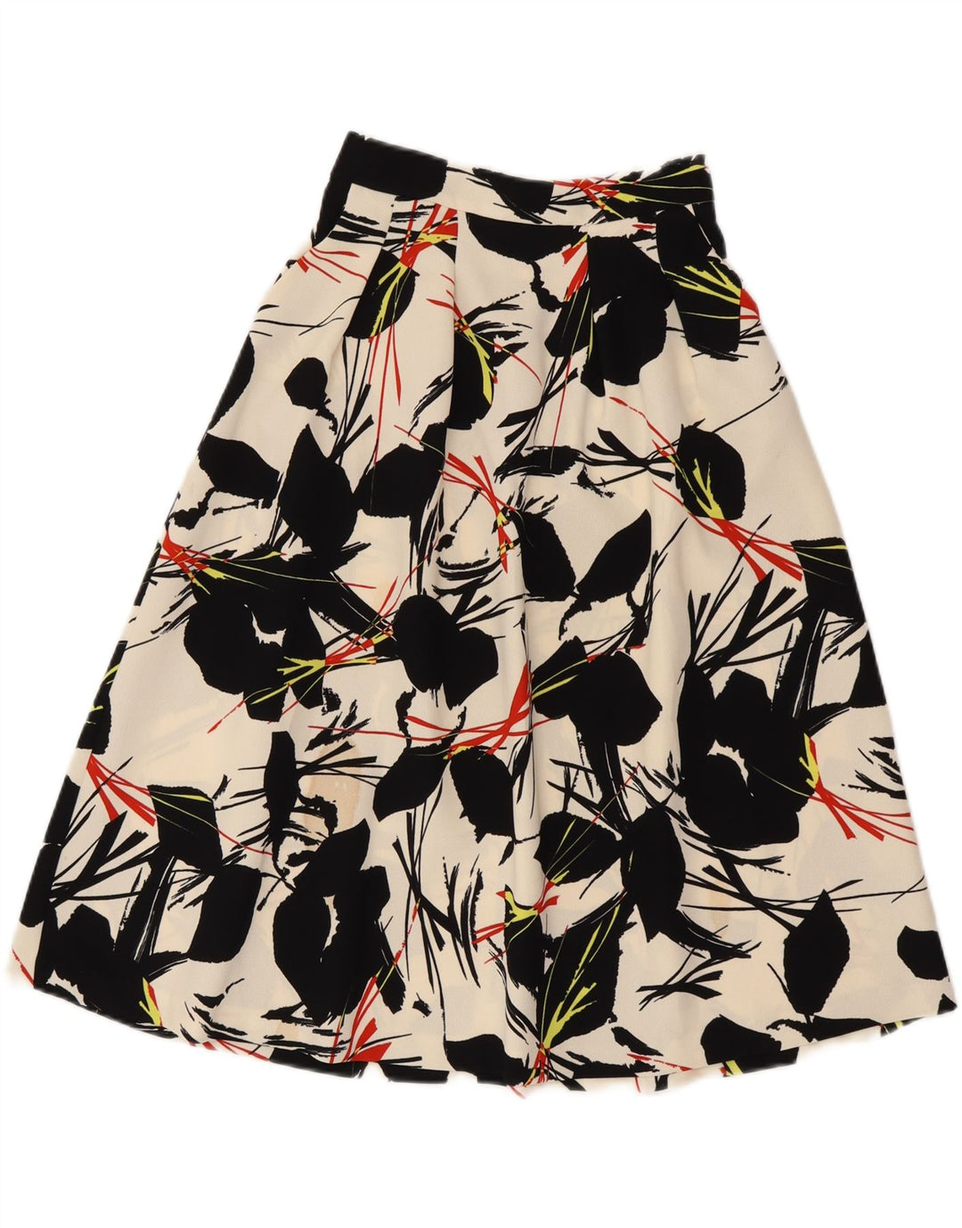 WAREHOUSE Gonna a trapezio da donna UK 6 XS W25 Poliestere floreale bianco sporco