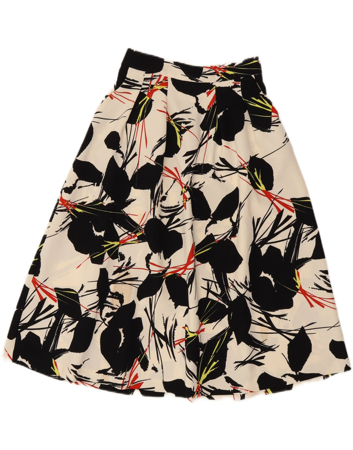 WAREHOUSE Gonna a trapezio da donna UK 6 XS W25 Poliestere floreale bianco sporco