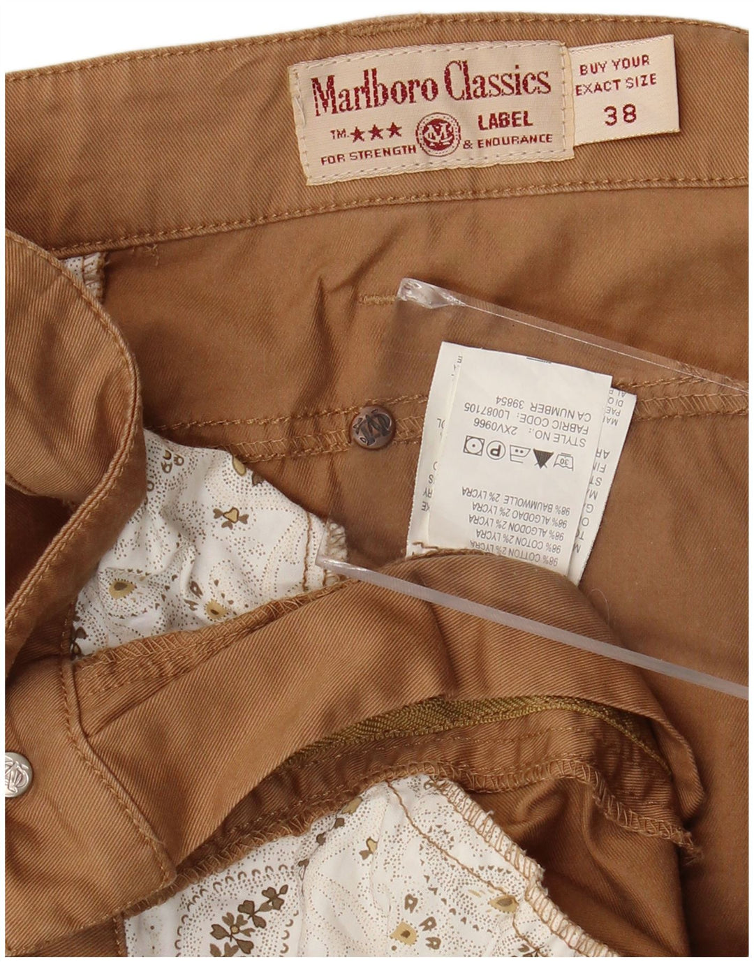 Pantaloni cropped da donna Marlboro Classics W38 L24 cotone marrone