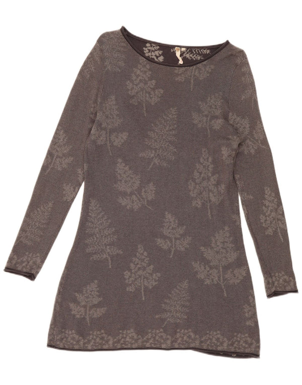 Abito maglione a maniche lunghe da donna White Stuff UK 12 Cotone floreale grigio medio