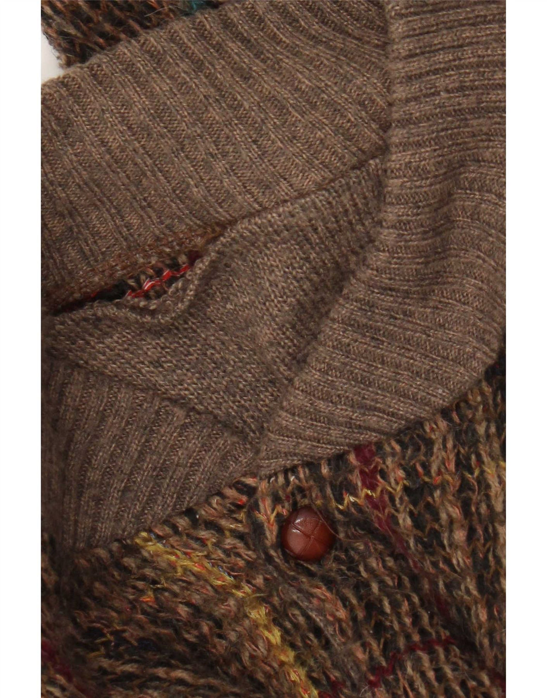 Maglione cardigan da uomo vintage in acrilico a quadri marroni grandi
