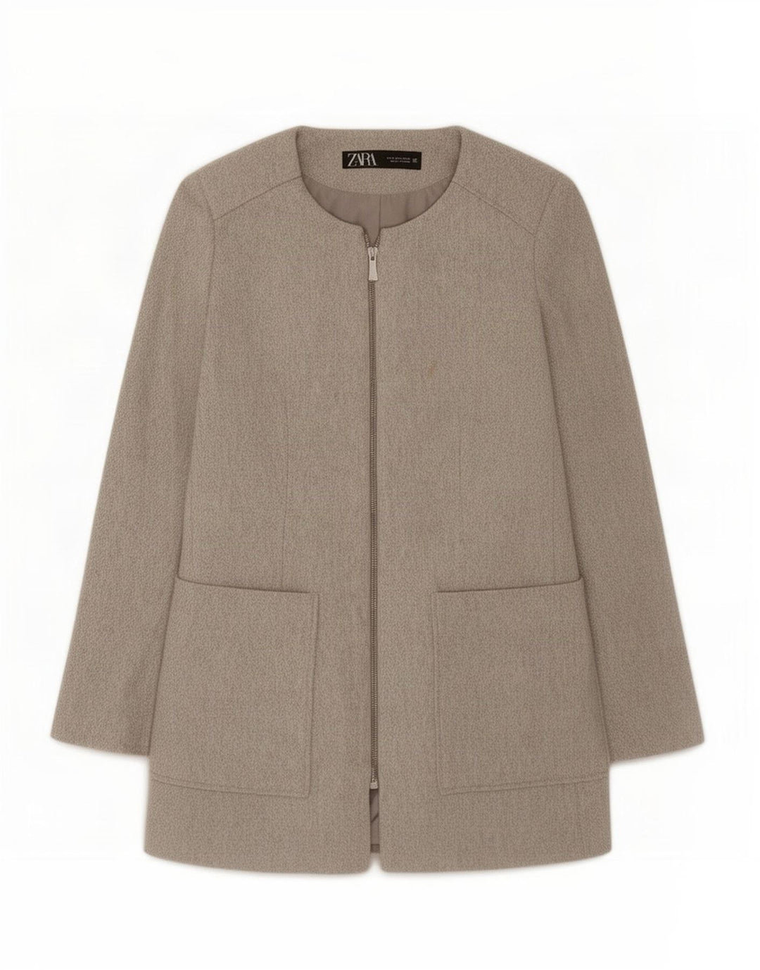 Giacca blazer con zip intera da donna Zara UK 12 Cotone grigio medio