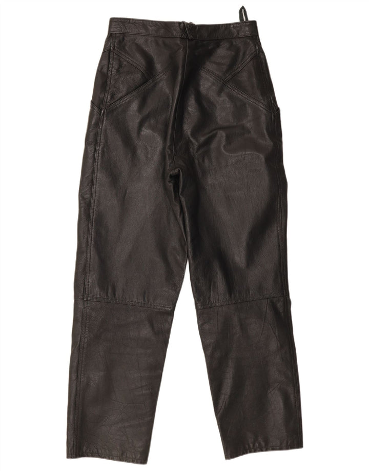 Pantaloni in pelle vintage da donna W28 L30 neri