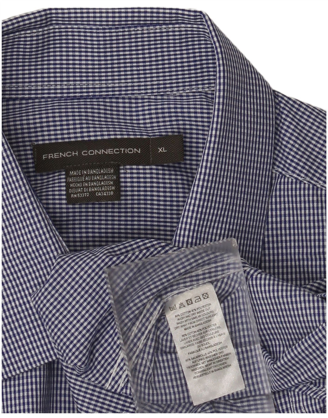 Camicia da uomo French Connection XL in cotone a quadretti blu