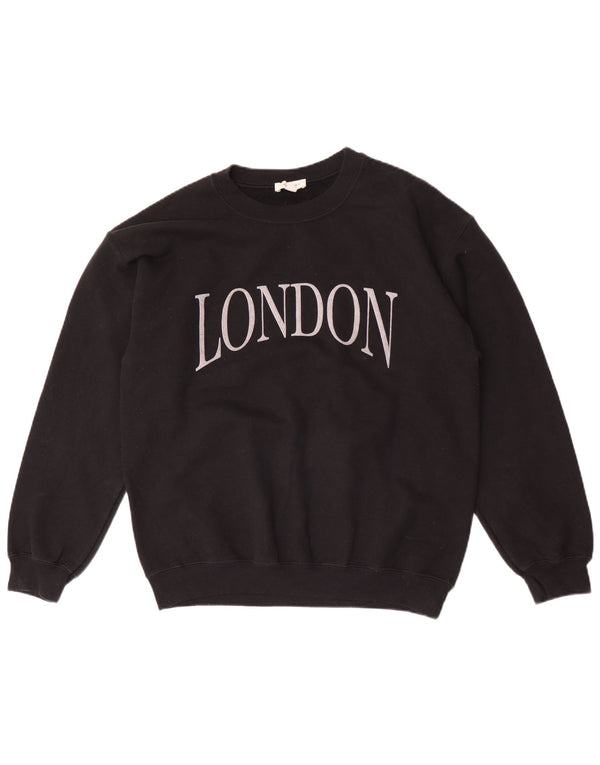 Topshop Donna London Graphic Felpa Maglione UK 14 Medio Nero