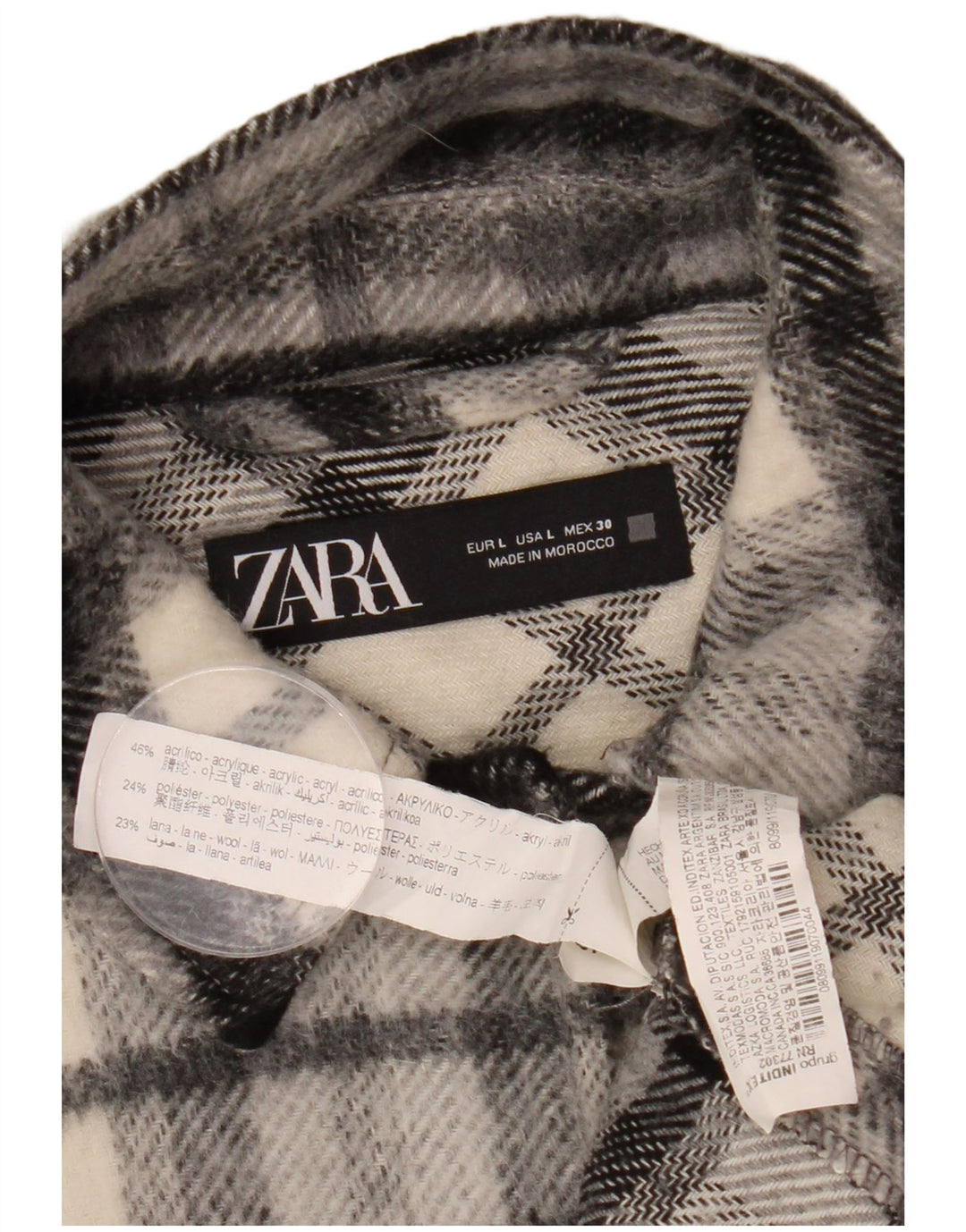 Camicia oversize oversize da donna ZARA in flanella UK 16 grande scozzese nero