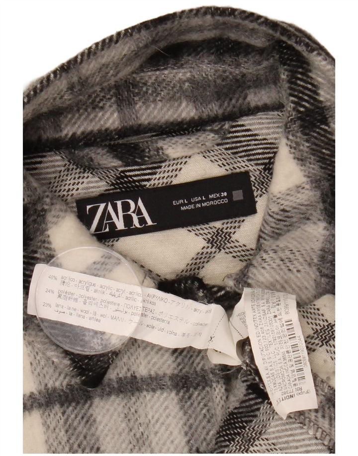 Camicia oversize oversize da donna ZARA in flanella UK 16 grande scozzese nero