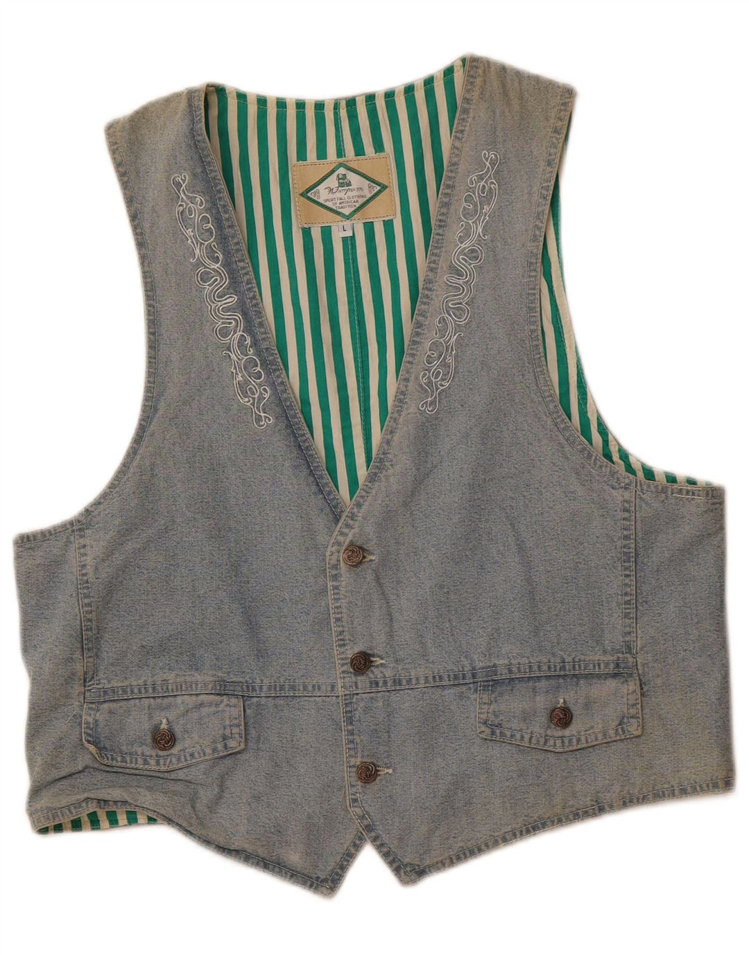 Gilet da donna WAMPUM UK 16 grande cotone blu