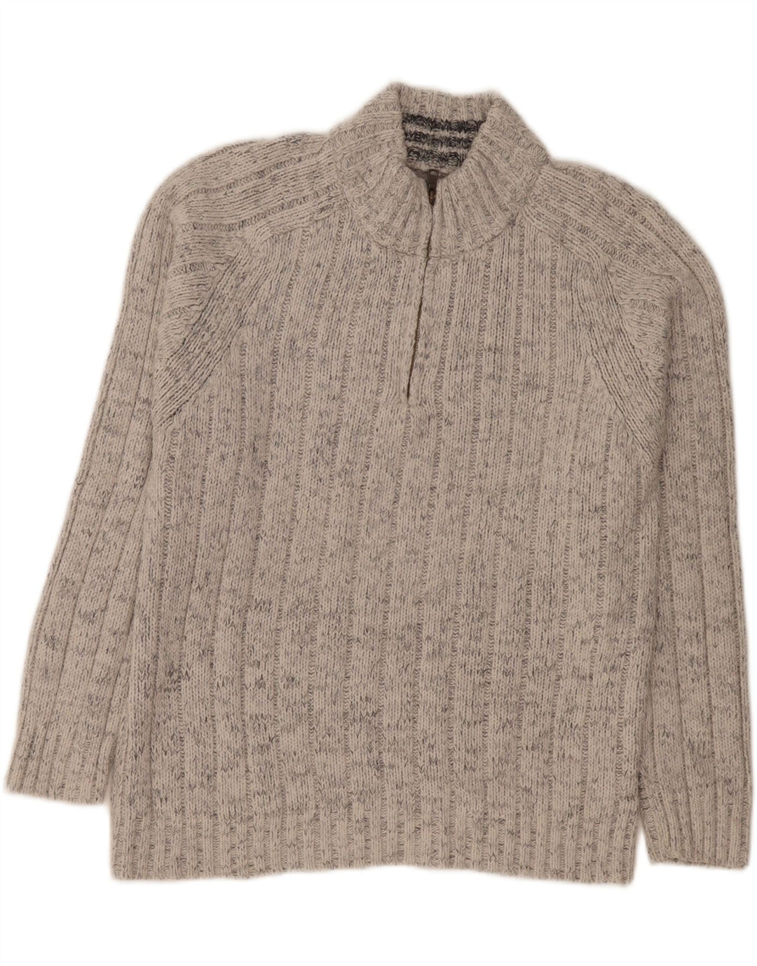 Maglione da uomo Marks & Spencer con zip e collo grande in acrilico chiazzato grigio