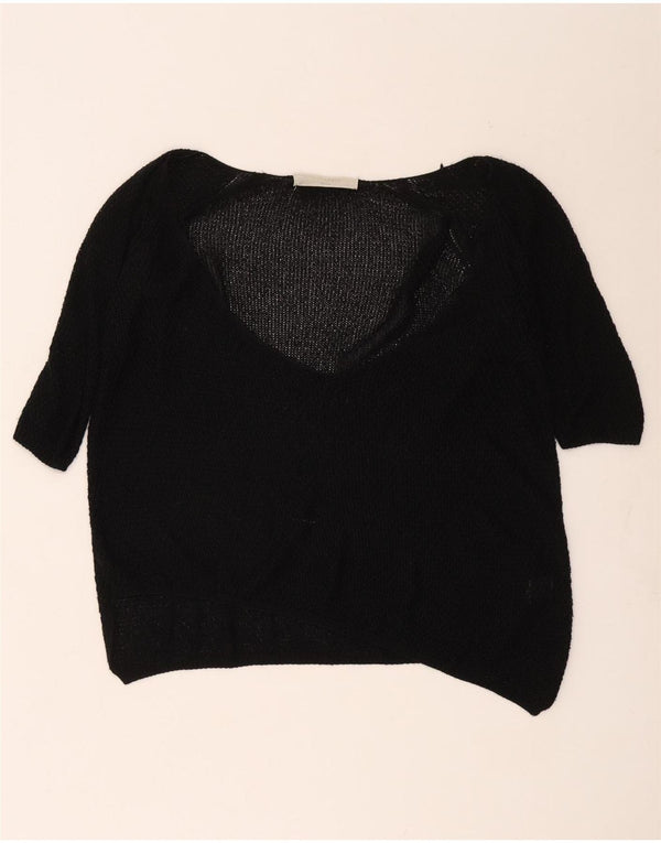 Maglione Zara da donna a maniche corte con scollo a V UK 12 medio nero acrilico