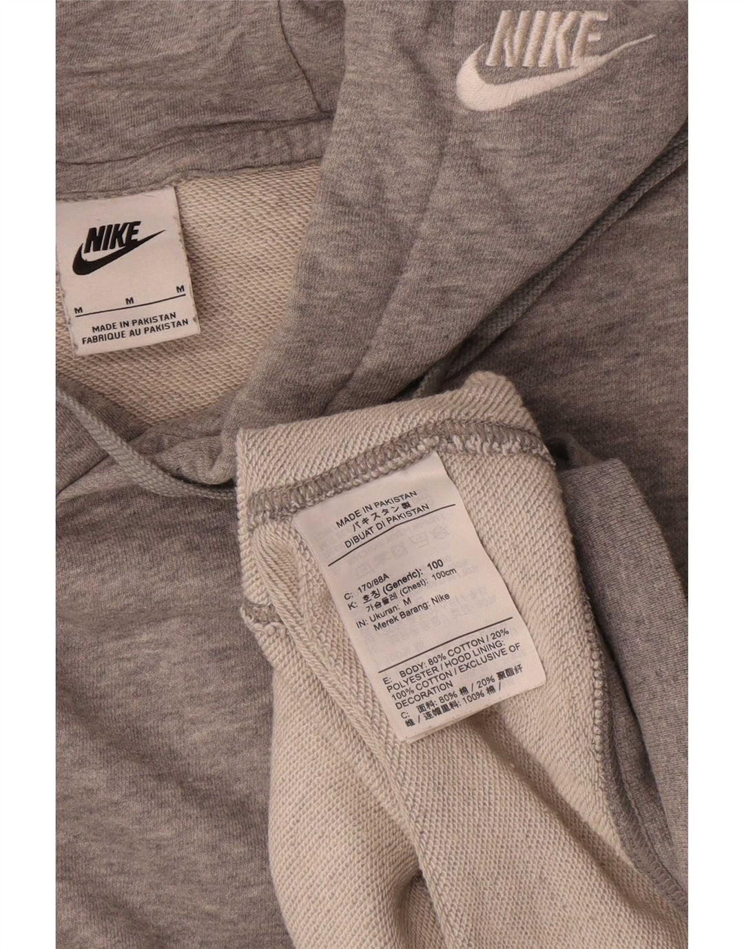 Felpa con cappuccio da uomo Nike in cotone grigio medio