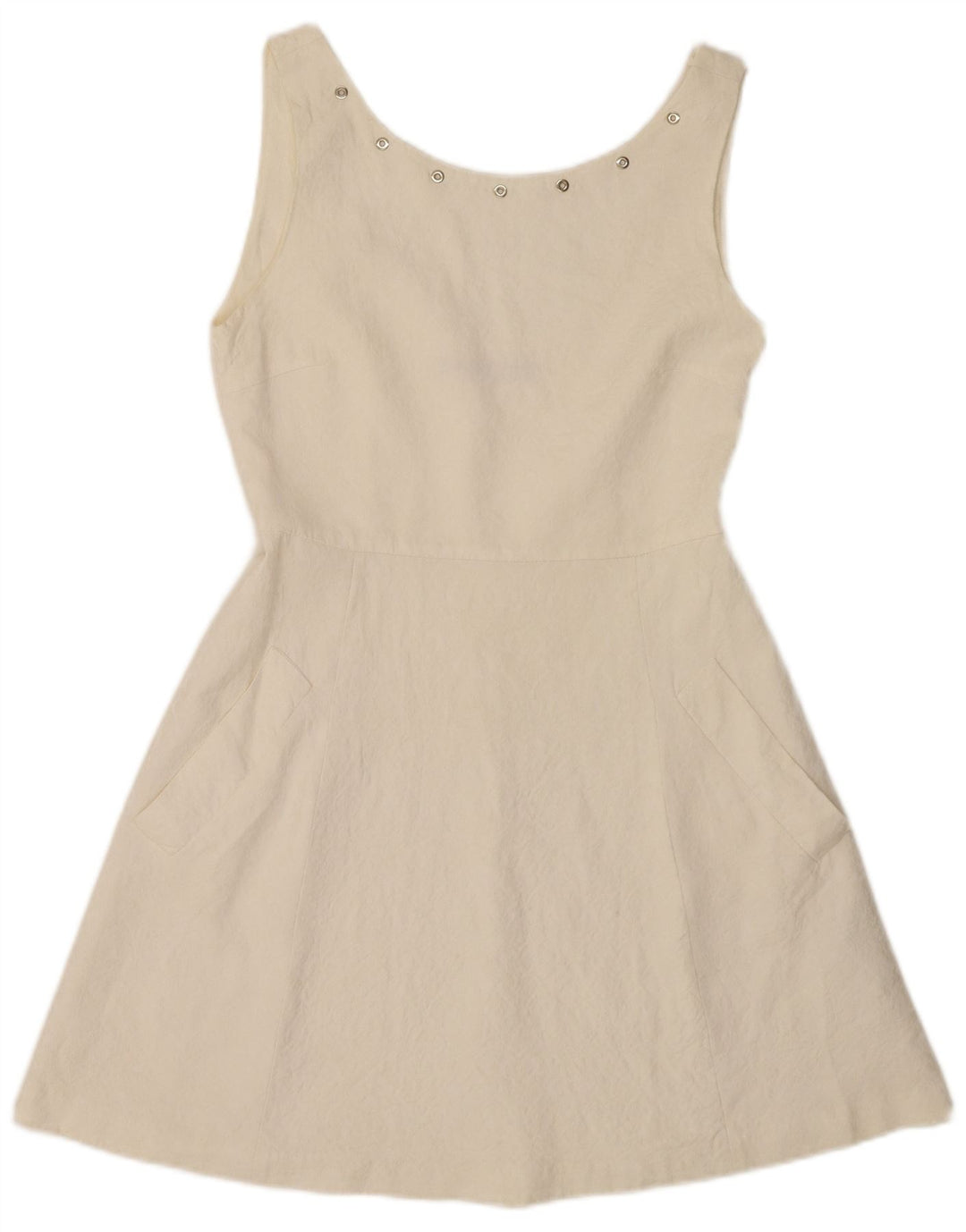 Abito a trapezio senza maniche da donna Zara UK 12 Viscosa bianca media