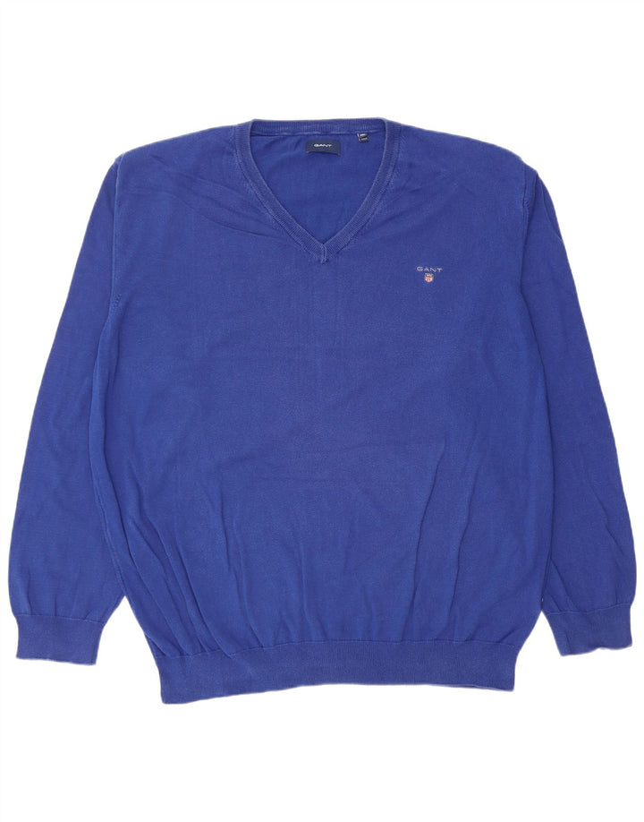 Maglione maglione da uomo con scollo a V Gant 3XL cotone blu