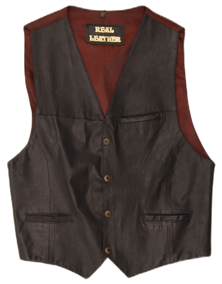Gilet in pelle da uomo vintage XL in pelle nera