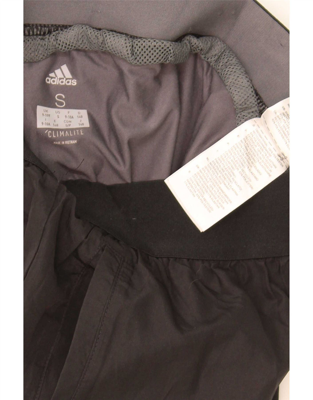 Pantaloncini sportivi Adidas Climalite da ragazzo 9-10 anni piccoli in poliestere nero
