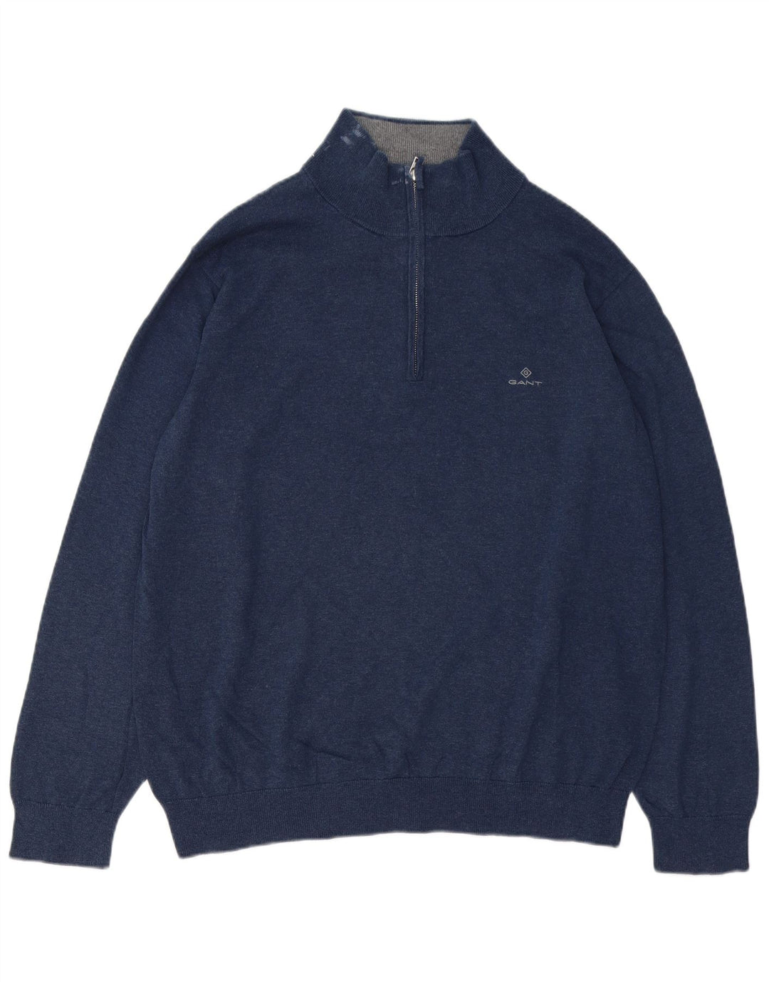 Gant Maglione da uomo con zip e collo 2XL in cotone blu navy